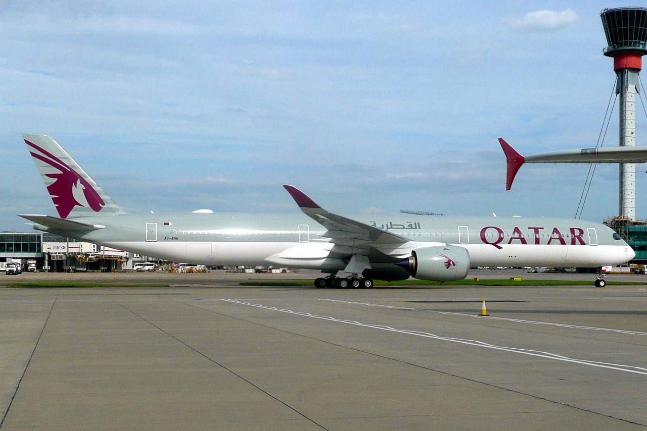 Rear fuselage and wing of Qatar Airways A7-ANA